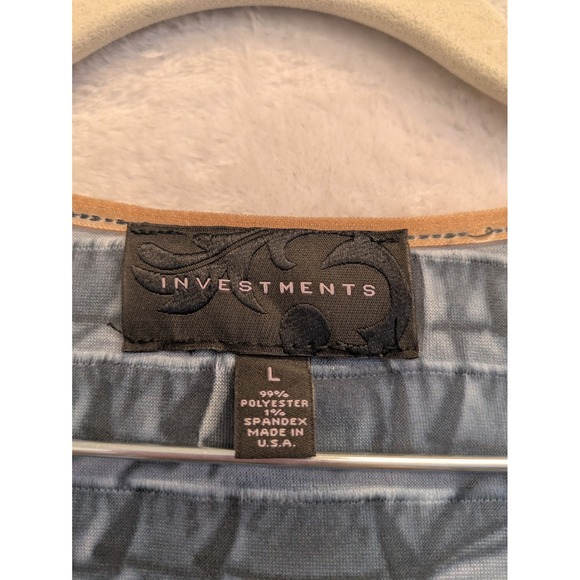 INVESTMENTS Womens Blue Floral Ruffle 3/4 Sleeve Scoop Neck Top Shirt Size L - Picture 5 of 9